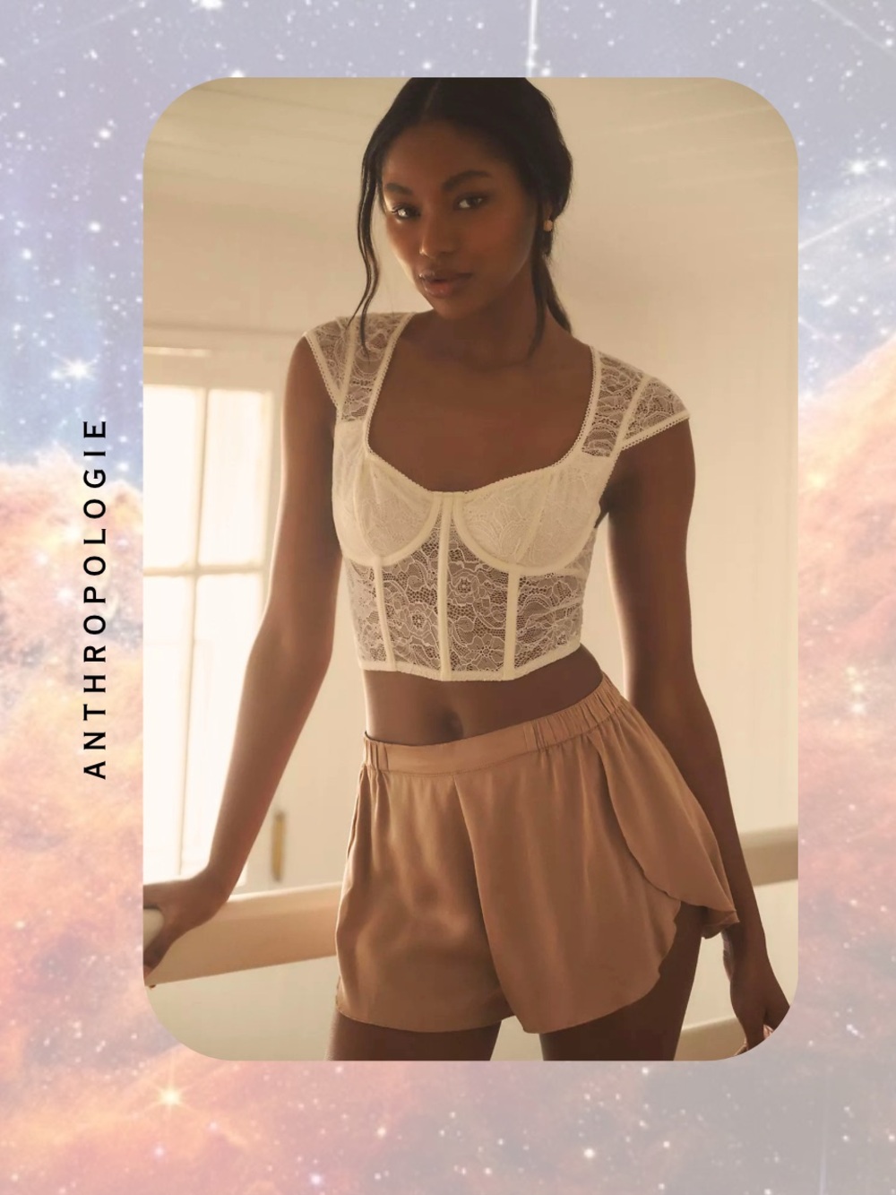 (intimates) Anthropologie White Lace Bustier Corset Pullover Top